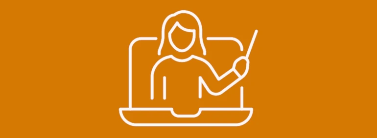 Laptop with instructor on screen