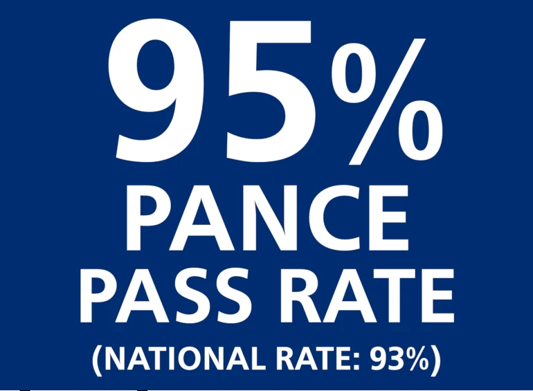 95 percent PANCE pass rate; national rate is 93%