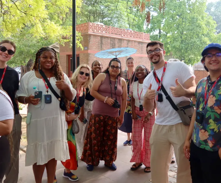 A group of UDM students and faculty travelling abroad for an international experience.